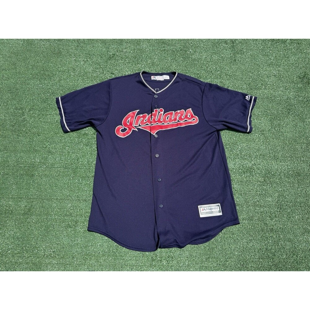 Jason Kipnis Cleveland Indians Majestic Cool Base Jersey Mens Large Navy #22